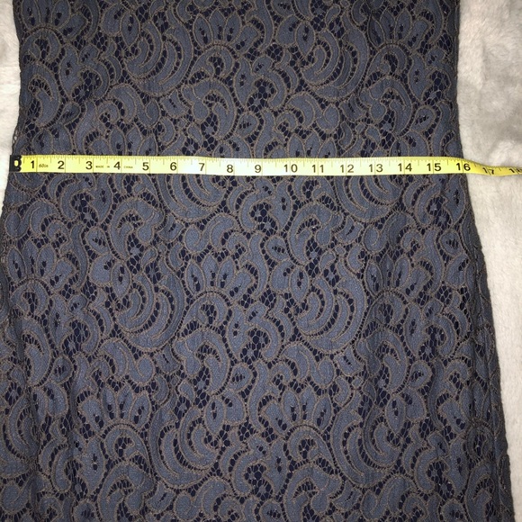 Grey/Blue Lace Dress Flutter Short Sleeve Midi - Picture 8 of 10